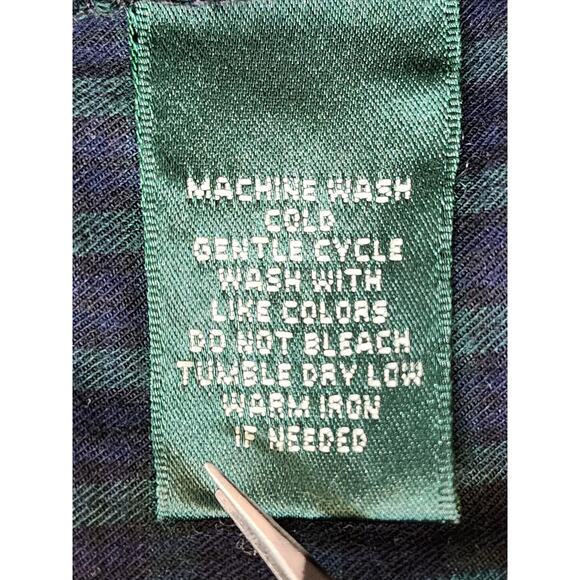 Ralph Lauren Plaid High Rise Straight Leg Pant Size 18 Blue Green Stretch Cotton - Picture 6 of 12